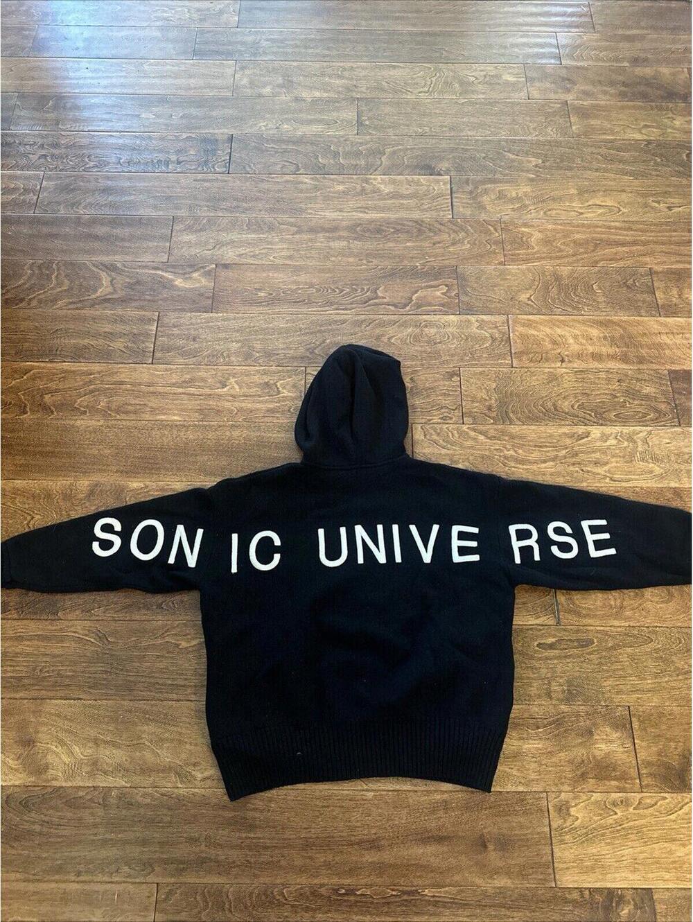 Mo & Co "Sonic Universe"  Spelled Out - Wool Blend Crop Top Hoodie  S Small